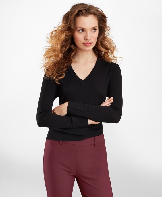 Merino Wool V-Neck Sweater - Brooks Brothers Outlet