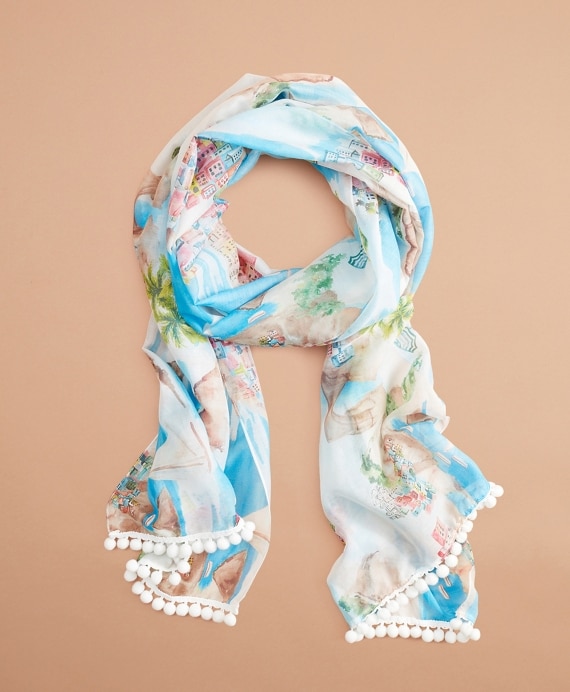 Tropical-Print Cotton-Silk Oblong Scarf - Brooks Brothers Outlet