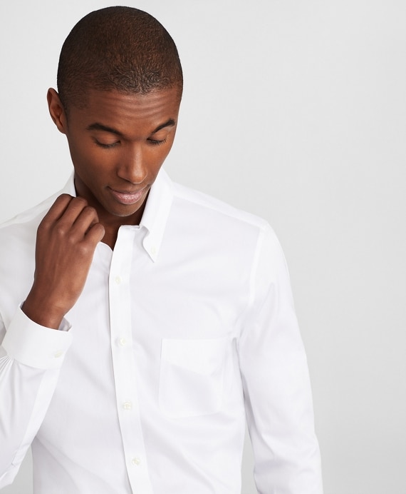 Milano Slim Fit Dress Shirt, Performance Non-Iron with COOLMAX&reg;, Button-Down Collar Twill - Brooks Brothers Factory Outlet