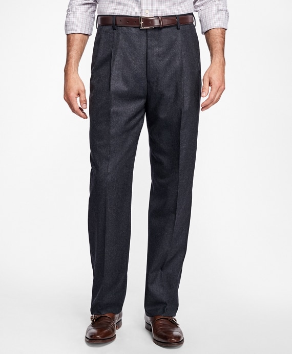 Madison Fit Pleat-Front Stretch Flannel Trousers - Brooks Brothers Outlet