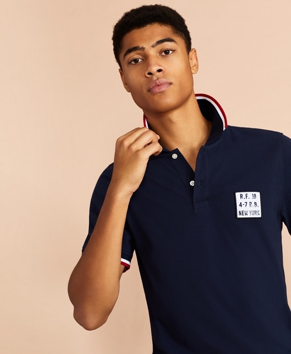 Cotton Pique Patch Polo Shirt - Brooks Brothers Outlet