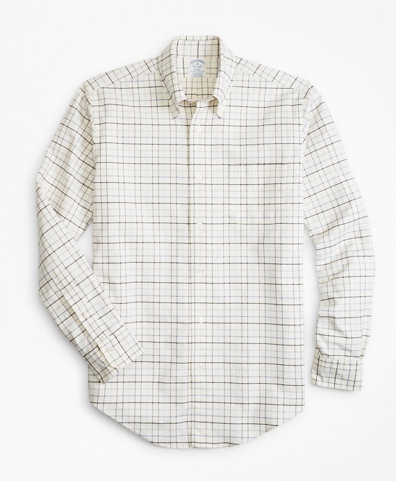 Regent Fit Oxford Windowpane Sport Shirt - Brooks Brothers Outlet