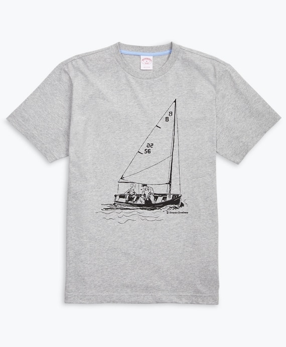 Sailboat-Print Cotton Jersey T-Shirt - Brooks Brothers Outlet
