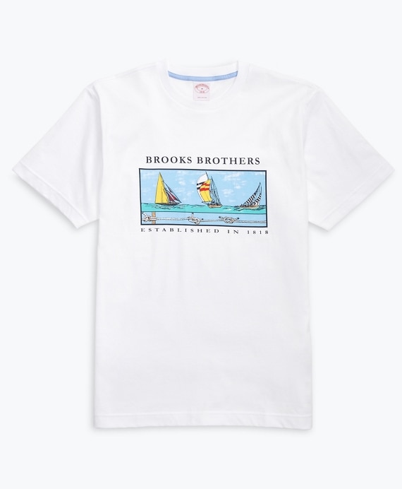 Boat-Print Cotton Jersey T-Shirt - Brooks Brothers Outlet