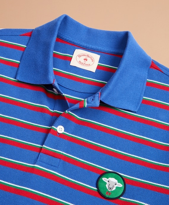 Striped Pique Patch Polo Shirt - Brooks Brothers Outlet