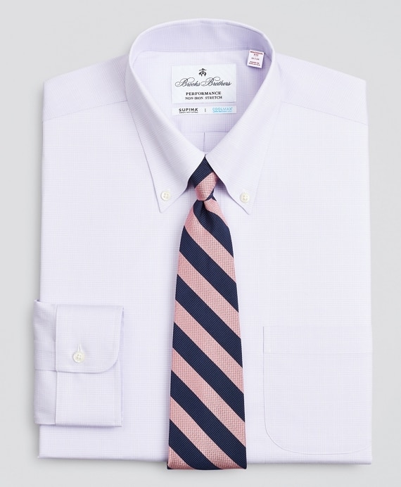 Madison Classic-Fit Dress Shirt, Performance Non-Iron with COOLMAX&reg;, Button-Down Collar Twill Check - Brooks Brothers Outlet