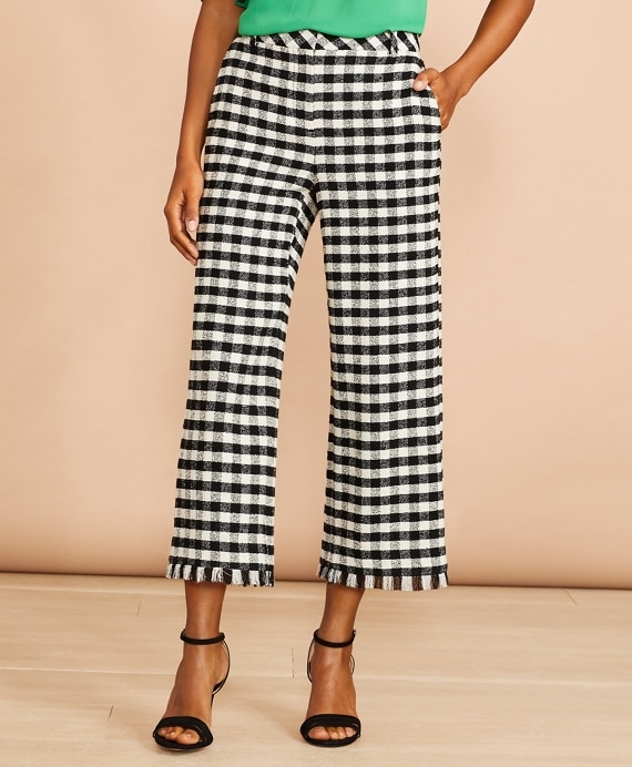 Gingham Boucle Cropped Pants - Brooks Brothers Outlet