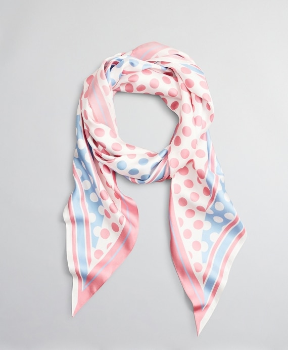 Polka-Dot-Print Silk Diamond Scarf - Brooks Brothers Factory Outlet