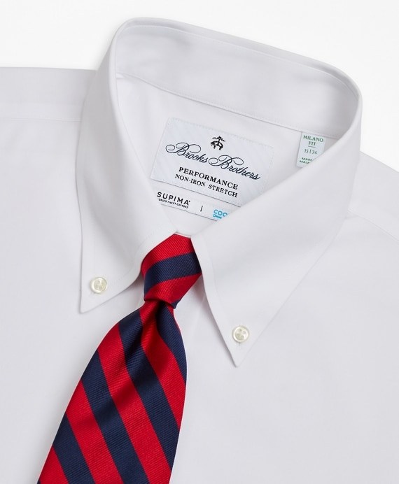 Milano Slim Fit Dress Shirt, Performance Non-Iron with COOLMAX&reg;, Button-Down Collar Twill - Brooks Brothers Outlet