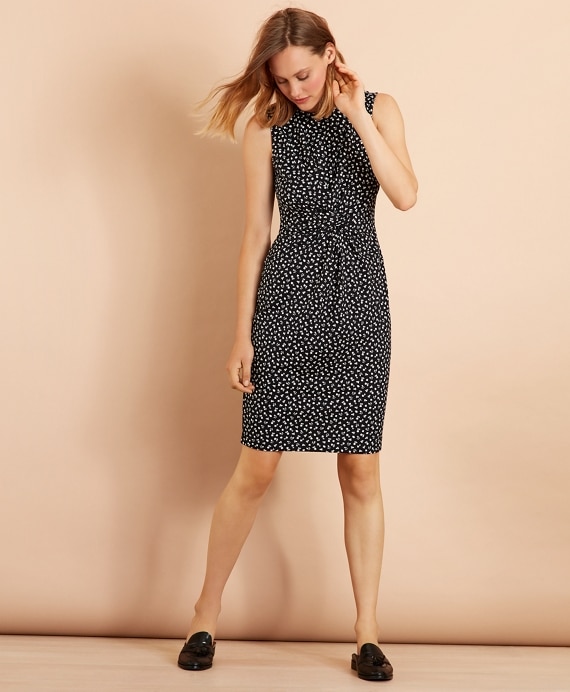 Floral-Print Ruched Knot Jersey Sheath Dress - Brooks Brothers Outlet