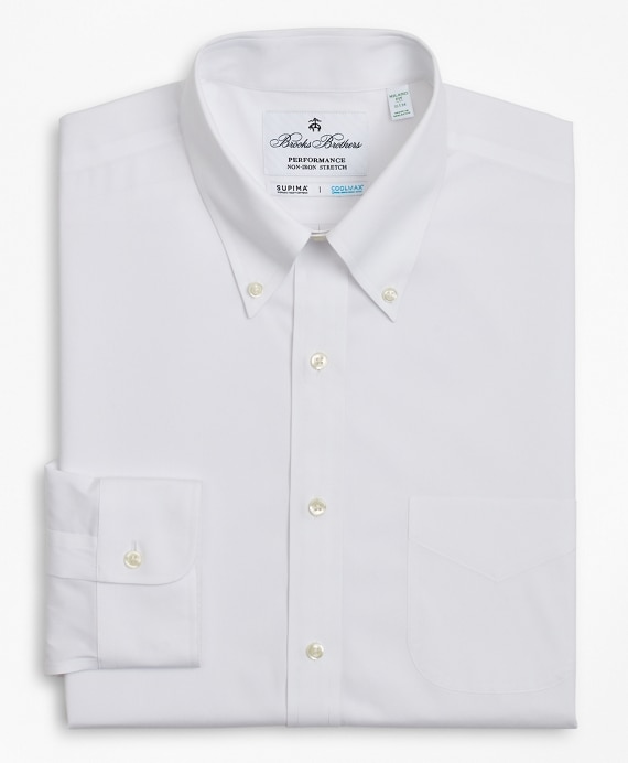 Milano Slim Fit Dress Shirt, Performance Non-Iron with COOLMAX&reg;, Button-Down Collar Twill - Brooks Brothers Outlet