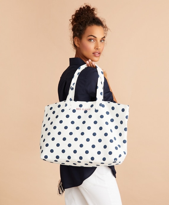 Polka-Dot Canvas Tote Bag - Brooks Brothers Outlet