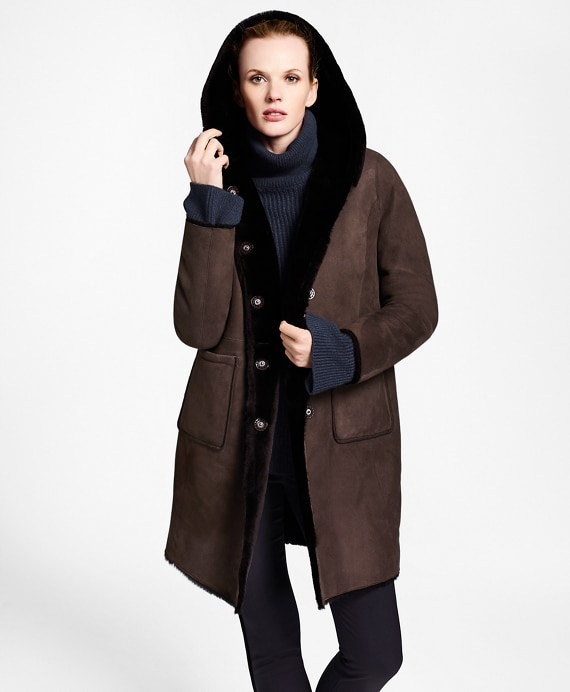 Shearling Hooded Coat - Brooks Brothers Outlet