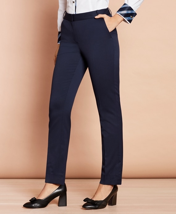 Slim-Fit Stretch Wool Pants - Brooks Brothers Outlet