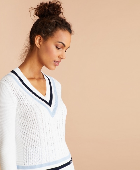 Logo-Embroidered Cotton Tennis Sweater - Brooks Brothers Outlet