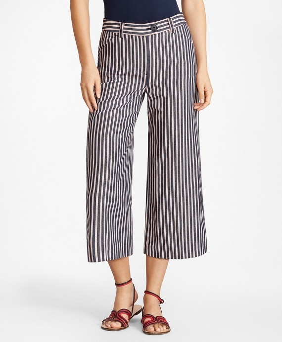 Striped Cotton Dobby Culottes - Brooks Brothers Outlet