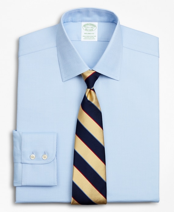 Stretch Milano Slim-Fit Dress Shirt, Non-Iron Royal Oxford Ainsley Collar - Brooks Brothers Outlet