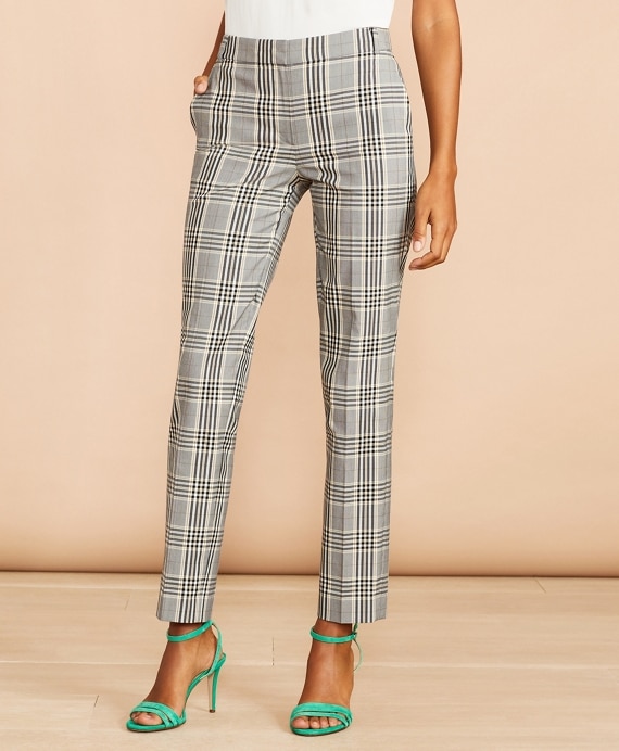 Tartan Stretch-Cotton-Blend Cropped Pants - Brooks Brothers Factory Outlet