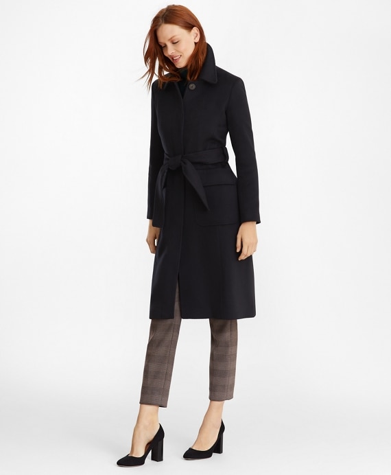 Brushed Wool Twill Wrap Coat - Brooks Brothers Factory Outlet