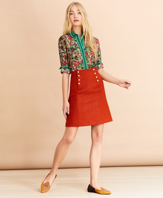 Floral-Print Crepe Blouse - Brooks Brothers Outlet