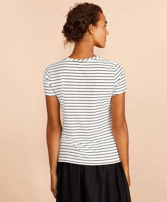 Striped Scoop-Neck T-Shirt - Brooks Brothers Outlet