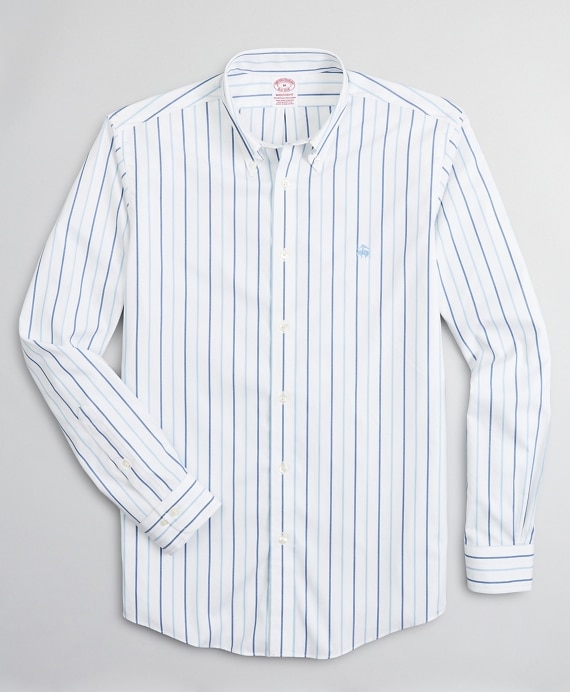 Stretch Madison Classic-Fit Sport Shirt, Non-Iron Stripe - Brooks Brothers Outlet
