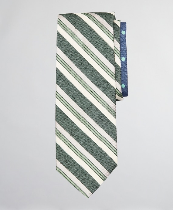 Silk and Linen Textured Variegated Stripe and Dot Tie - Brooks Brothers Factory Outlet