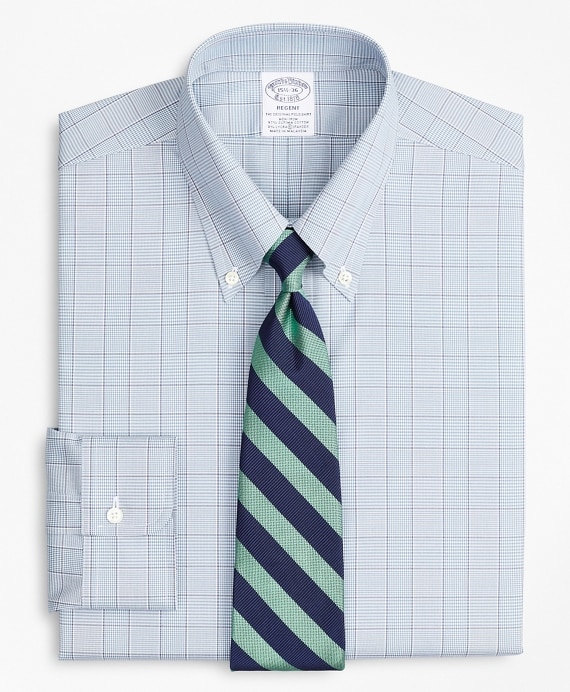 Stretch Regent Fitted Dress Shirt, Non-Iron Pinpoint Button-Down Collar Glen Plaid - Brooks Brothers Outlet