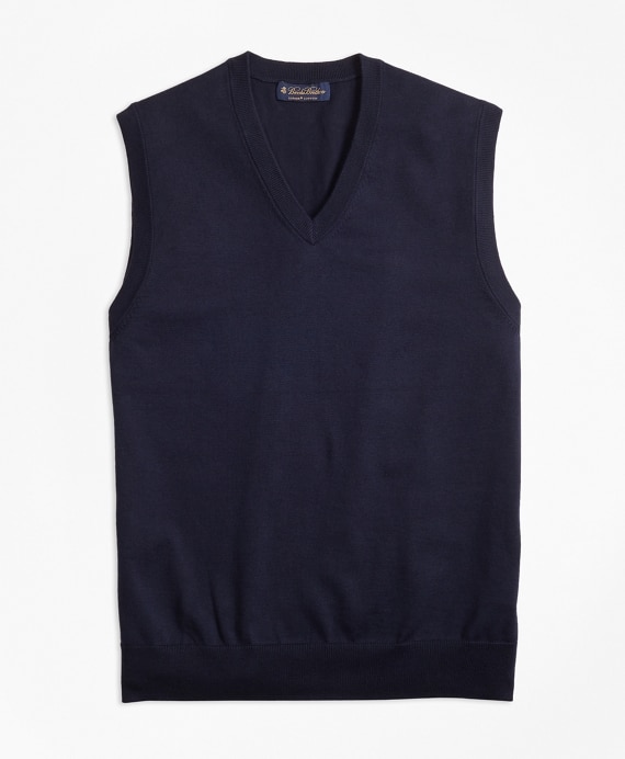 Supima&reg; Cotton V-Neck Sweater Vest - Brooks Brothers Outlet