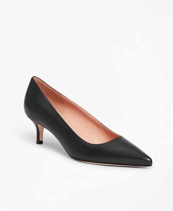 Leather Point-Toe Kitten Heels - Brooks Brothers Outlet