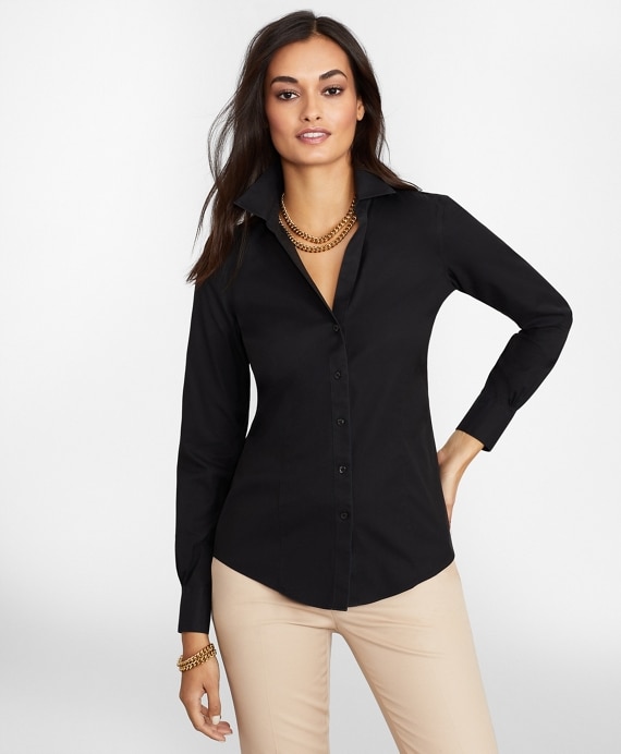 Petite Non-Iron Stretch Supima&reg; Cotton Fitted Dress Shirt - Brooks Brothers Factory Outlet