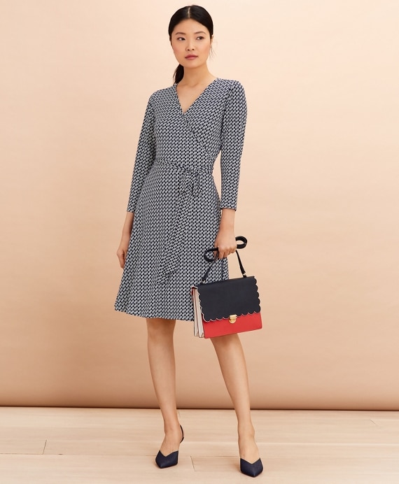 Logo-Print Jersey Wrap Dress - Brooks Brothers Outlet
