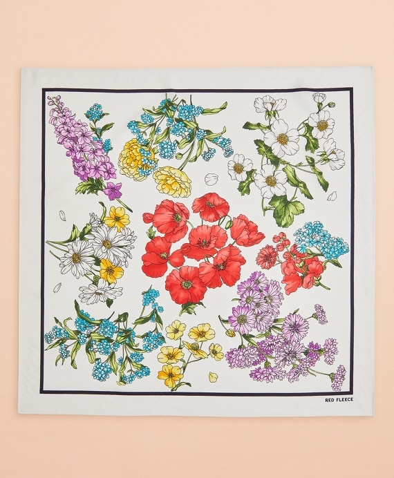 Floral-Print Silk Square Scarf - Brooks Brothers Outlet