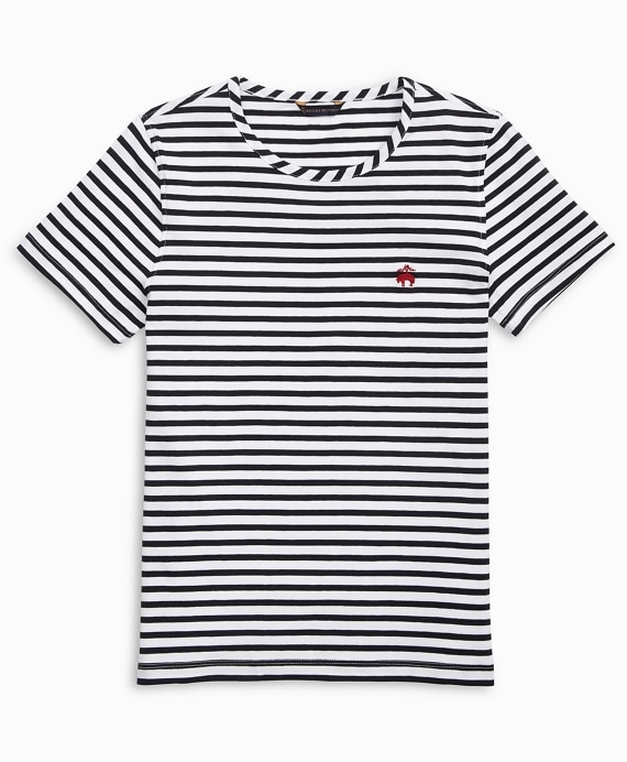 Striped Stretch Cotton Jersey Crewneck T-Shirt - Brooks Brothers Factory Outlet