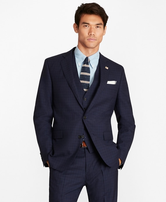 Regent Fit Check Three-Piece 1818 Suit - Brooks Brothers Outlet