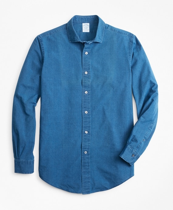 Regent Fit Dobby Indigo Sport Shirt - Brooks Brothers Outlet