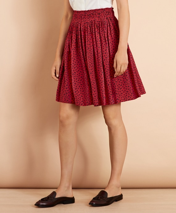 Floral-Print Dobby Pleated Skirt - Brooks Brothers Outlet