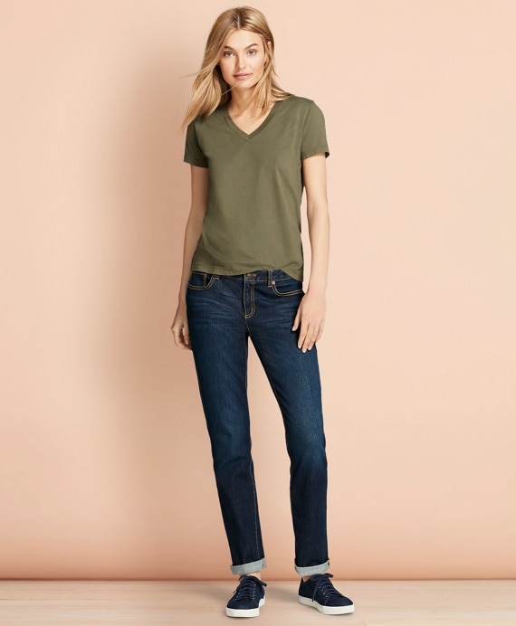 Garment-Dyed V-Neck T-Shirt - Brooks Brothers Outlet