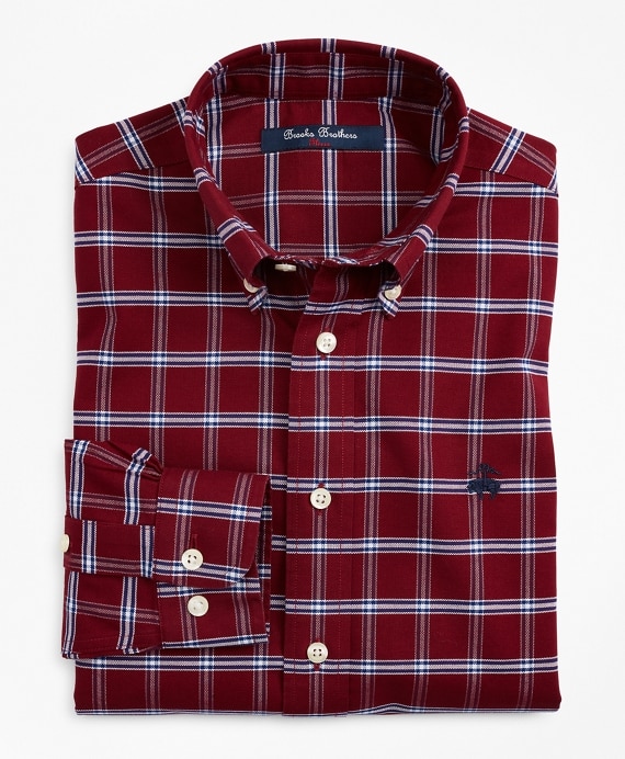 Boys Non-Iron Oxford Windowpane Sport Shirt - Brooks Brothers Factory Outlet