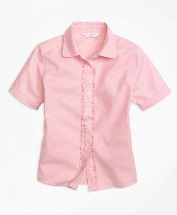 Girls Non-Iron Short-Sleeve Oxford - Brooks Brothers Outlet