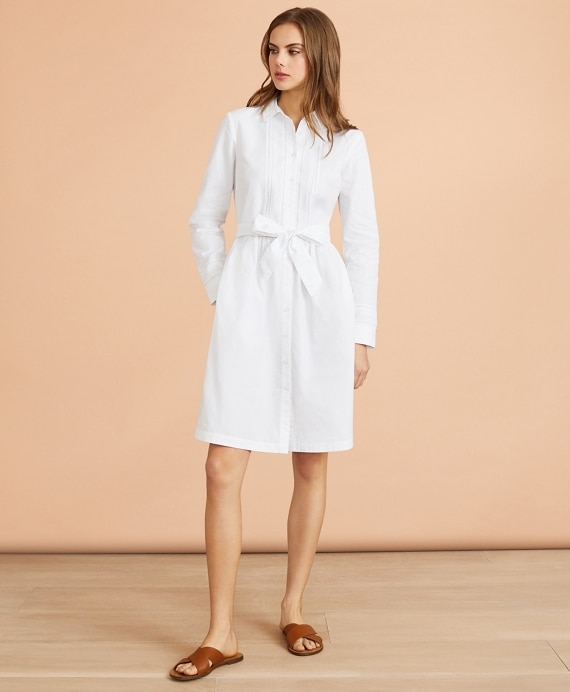 Eyelet-Trim Cotton Poplin Shirt Dress - Brooks Brothers Outlet