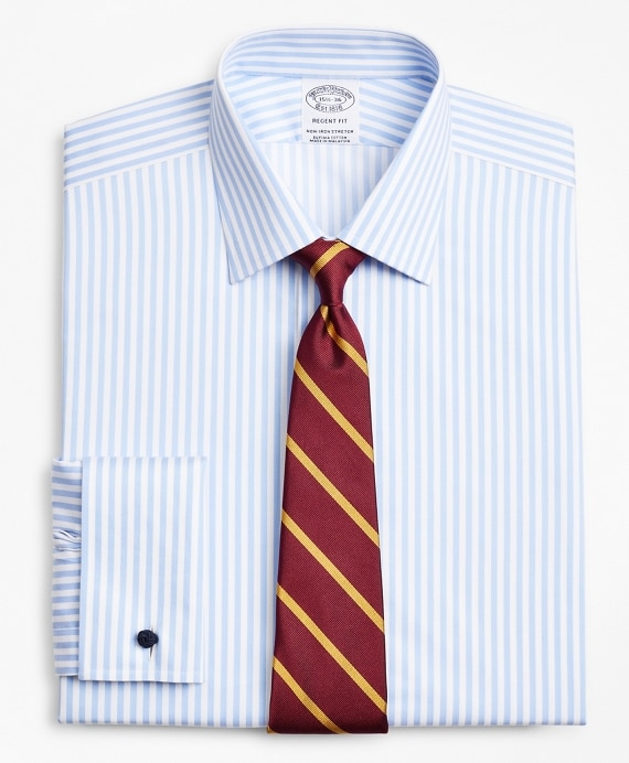 Stretch Regent Fitted Dress Shirt, Non-Iron Twill Ainsley Collar French Cuff Bold Stripe - Brooks Brothers Outlet