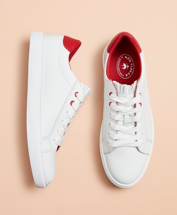 Ruffle-Trim Color-Block Leather Low-Top Sneakers - Brooks Brothers Outlet
