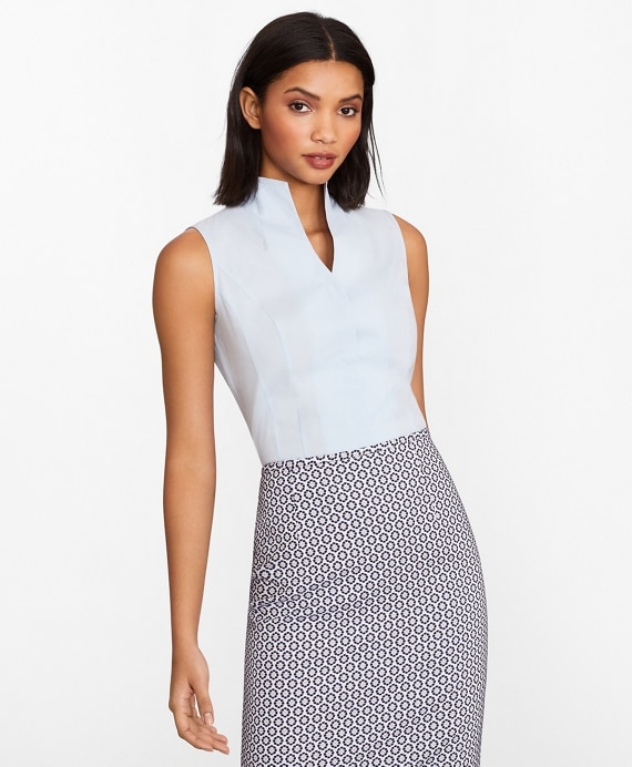 Non-Iron Poplin Sleeveless Blouse - Brooks Brothers Outlet