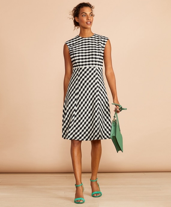 Gingham Boucle Dress - Brooks Brothers Outlet