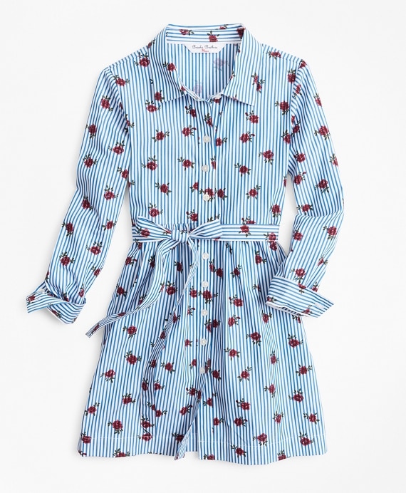 Girls Floral Stripe Shirtdress - Brooks Brothers Factory Outlet