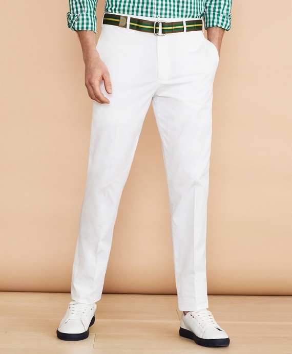Cotton Stretch Herringbone Trousers - Brooks Brothers Outlet