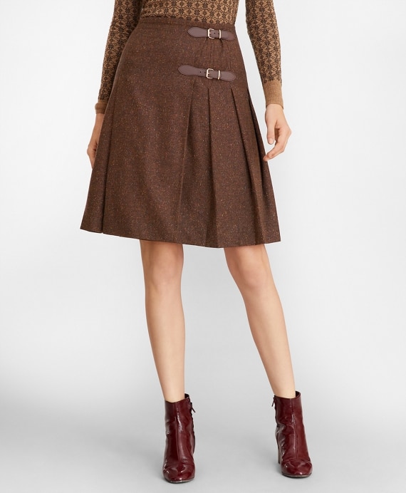 Stretch Wool-Silk Tweed Kilt - Brooks Brothers Outlet