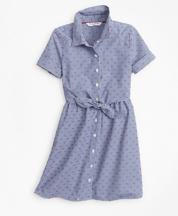 Girls Cotton Gingham Shirt Dress - Brooks Brothers Factory Outlet