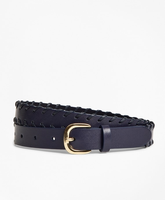Leather Whip-Stitched Waist Belt - Brooks Brothers Outlet